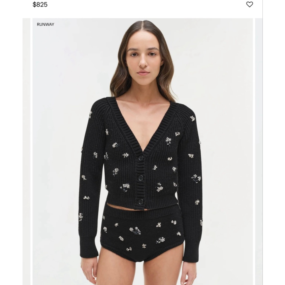 Women's SIMKHAI Black & Crystal Embellished Cardigan Small new with tags